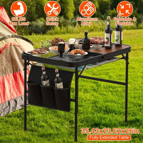 35.43x23.62x26in Foldable Camping Table Collapsible Picnic Aluminum Alloy Grill Stand 66LBS Max Load Height Adjustable BBQ Table With Adjustable 35.43x23.62x26in Foldable Camping Table Collapsible Picnic Aluminum Alloy Grill Stand 66LBS Max Load Height Adjustable BBQ Table With Adjustable