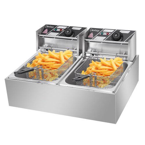 Electric Fryer Silver Stainless Steel Double Cylinder Electric Fryer Silver Stainless Steel Double Cylinder